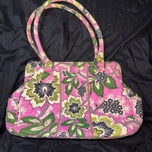 Vera Bradley Vibrant Floral Pink and Green Shoulder Bag